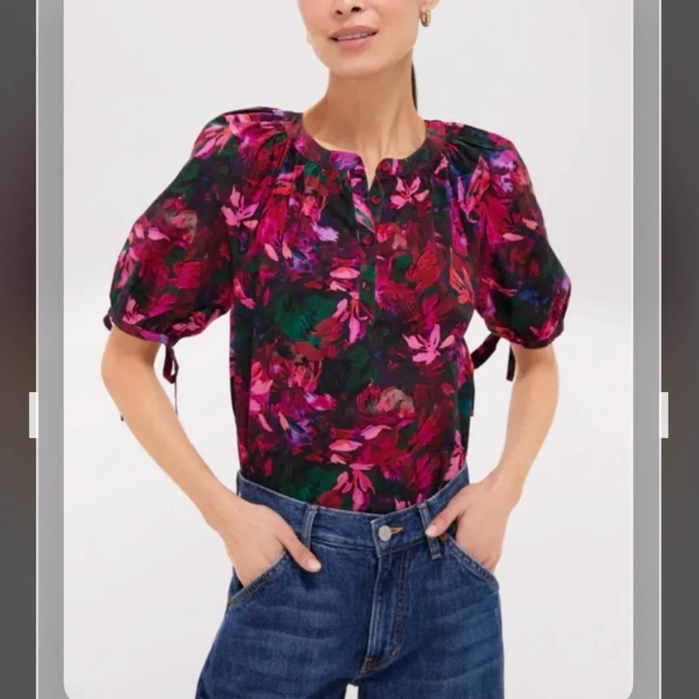 Ulla Johnson Hibiscus Vienne Blouse in Hibiscus Size 2